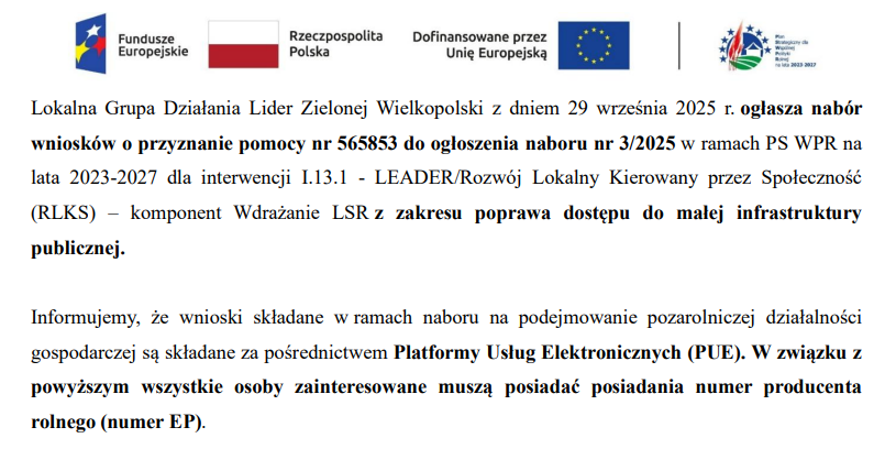 Lider Zielonej Wielkopolski ogłasza nabory wniosków